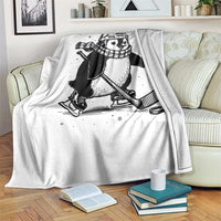 Cute Penguin Playing Ice Hockey Throw Blanket Funny Sports Lover Gift - Wonder Print Shop