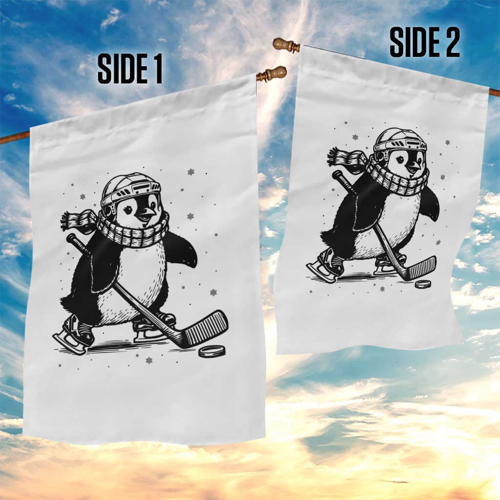 Cute Penguin Playing Ice Hockey Garden Flag Funny Sports Lover Gift - Wonder Print Shop