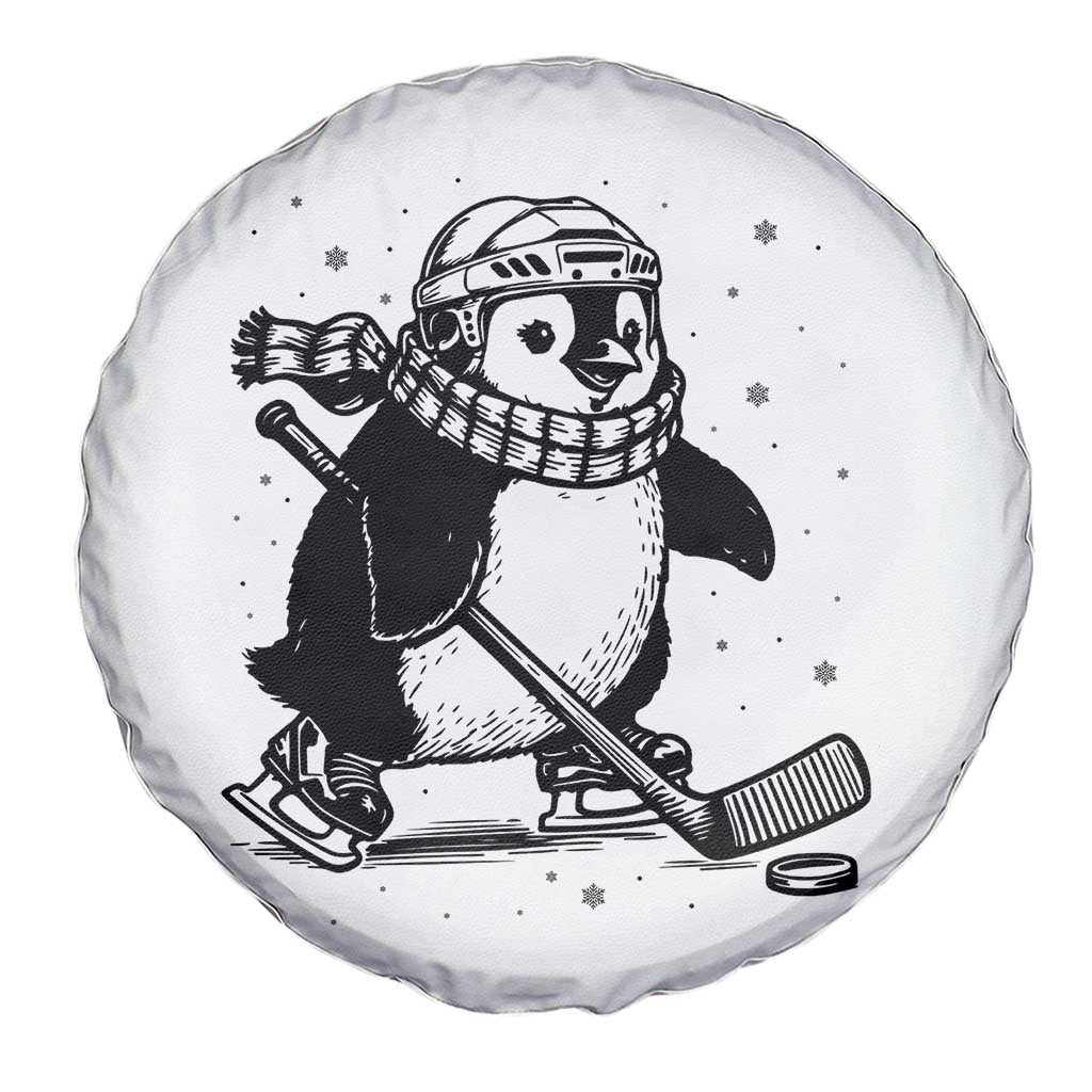 Cute Penguin Playing Ice Hockey Spare Tire Cover Funny Sports Lover Gift - Wonder Print Shop