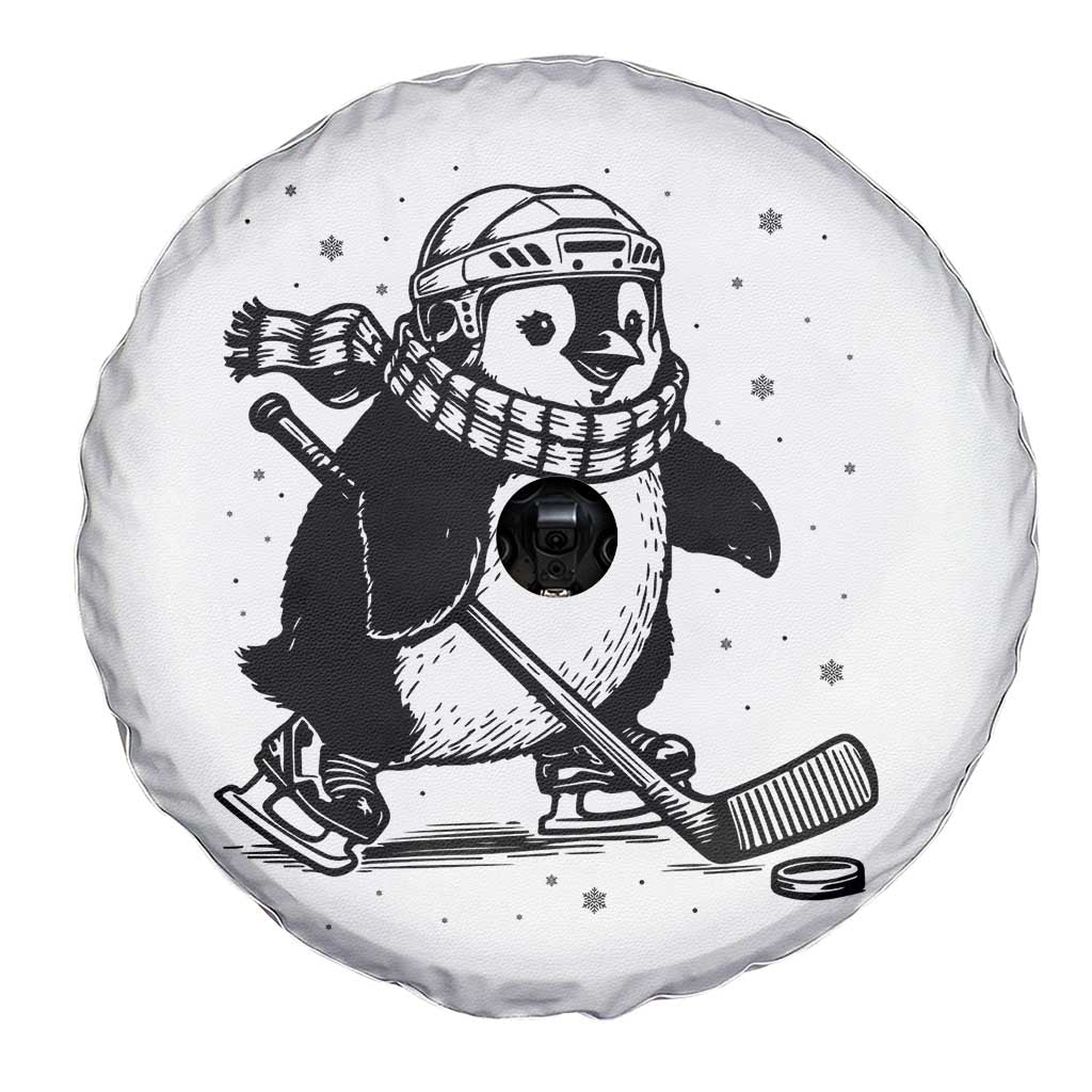Cute Penguin Playing Ice Hockey Spare Tire Cover Funny Sports Lover Gift - Wonder Print Shop