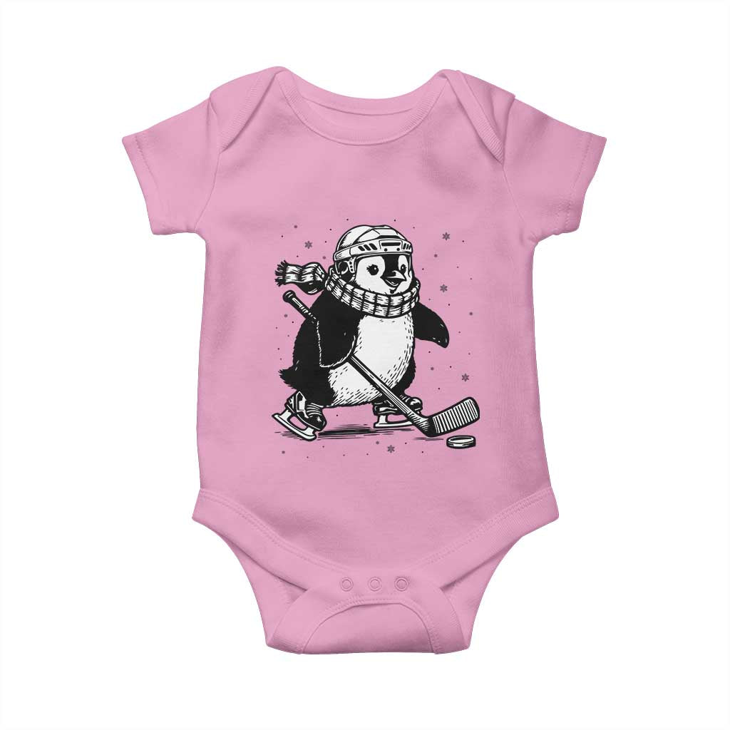Cute Penguin Playing Ice Hockey Baby Onesie Funny Sports Lover Gift - Wonder Print Shop