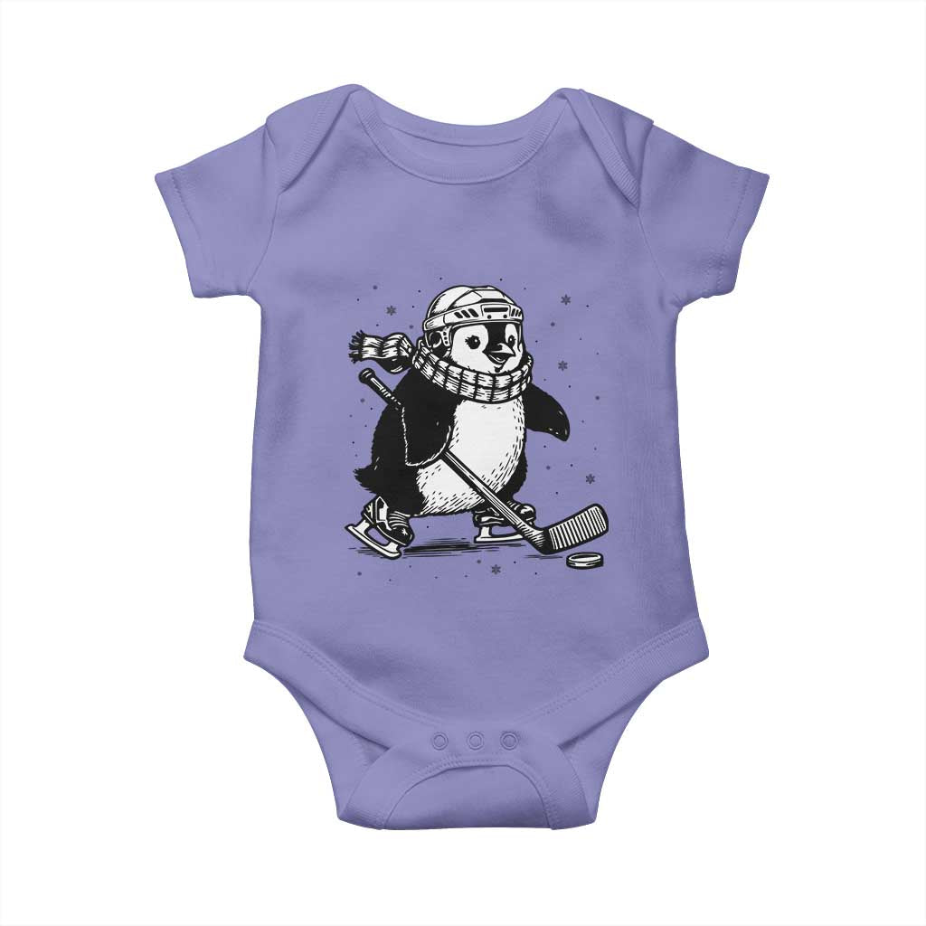 Cute Penguin Playing Ice Hockey Baby Onesie Funny Sports Lover Gift - Wonder Print Shop