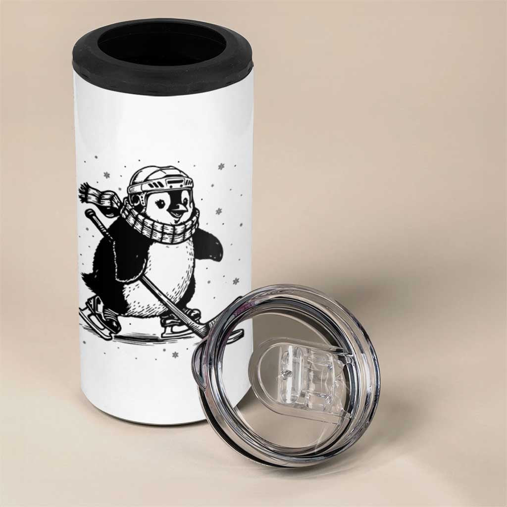 Cute Penguin Playing Ice Hockey 4 in 1 Can Cooler Tumbler Funny Sports Lover Gift - Wonder Print Shop