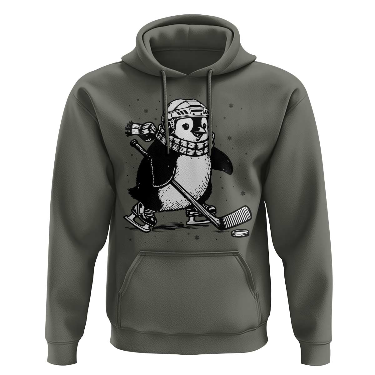 Cute Penguin Playing Ice Hockey Hoodie Funny Sports Lover Gift - Wonder Print Shop