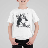 Cute Penguin Playing Ice Hockey T Shirt For Kid Funny Sports Lover Gift - Wonder Print Shop