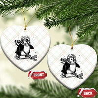 Cute Penguin Playing Ice Hockey Ceramic Ornament Funny Sports Lover Gift - Wonder Print Shop