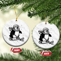 Cute Penguin Playing Ice Hockey Ceramic Ornament Funny Sports Lover Gift - Wonder Print Shop