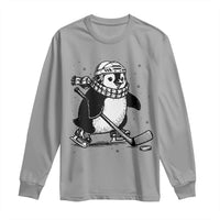 Cute Penguin Playing Ice Hockey Long Sleeve Shirt Funny Sports Lover Gift - Wonder Print Shop