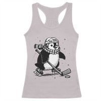 Cute Penguin Playing Ice Hockey Racerback Tank Top Funny Sports Lover Gift - Wonder Print Shop