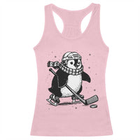 Cute Penguin Playing Ice Hockey Racerback Tank Top Funny Sports Lover Gift - Wonder Print Shop