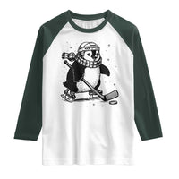Cute Penguin Playing Ice Hockey Raglan Shirt Funny Sports Lover Gift - Wonder Print Shop