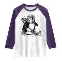 Cute Penguin Playing Ice Hockey Raglan Shirt Funny Sports Lover Gift - Wonder Print Shop