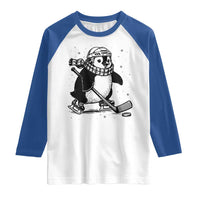 Cute Penguin Playing Ice Hockey Raglan Shirt Funny Sports Lover Gift - Wonder Print Shop