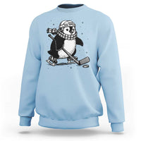 Cute Penguin Playing Ice Hockey Sweatshirt Funny Sports Lover Gift - Wonder Print Shop
