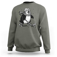 Cute Penguin Playing Ice Hockey Sweatshirt Funny Sports Lover Gift - Wonder Print Shop