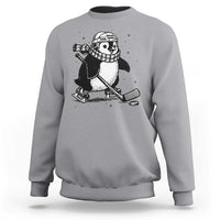 Cute Penguin Playing Ice Hockey Sweatshirt Funny Sports Lover Gift - Wonder Print Shop