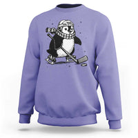 Cute Penguin Playing Ice Hockey Sweatshirt Funny Sports Lover Gift - Wonder Print Shop
