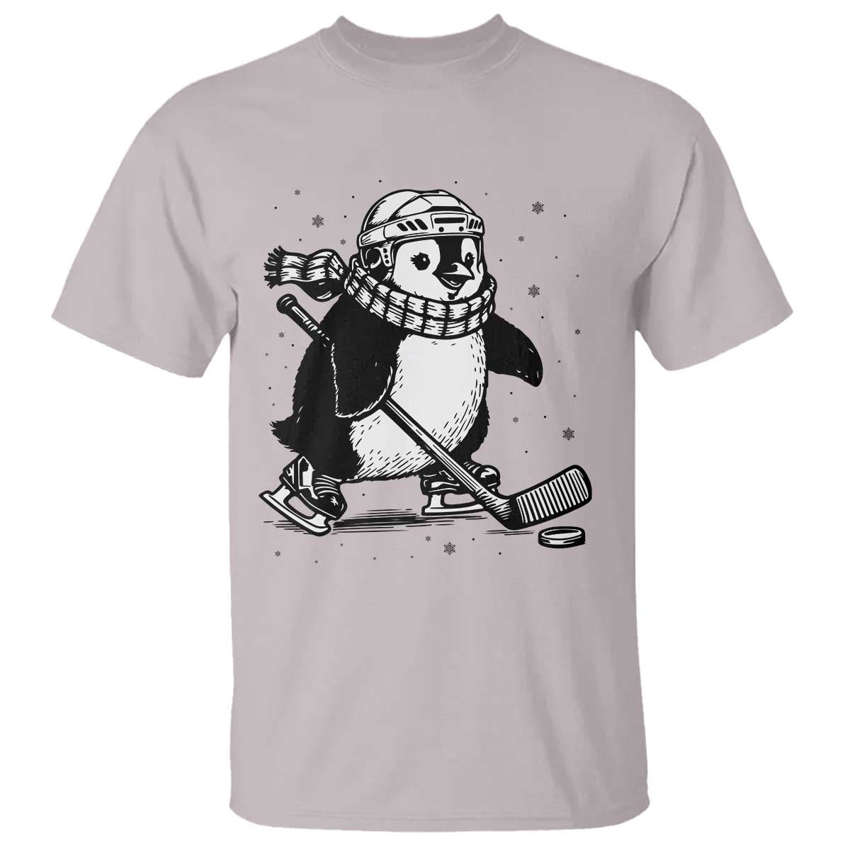 Cute Penguin Playing Ice Hockey T Shirt Funny Sports Lover Gift - Wonder Print Shop