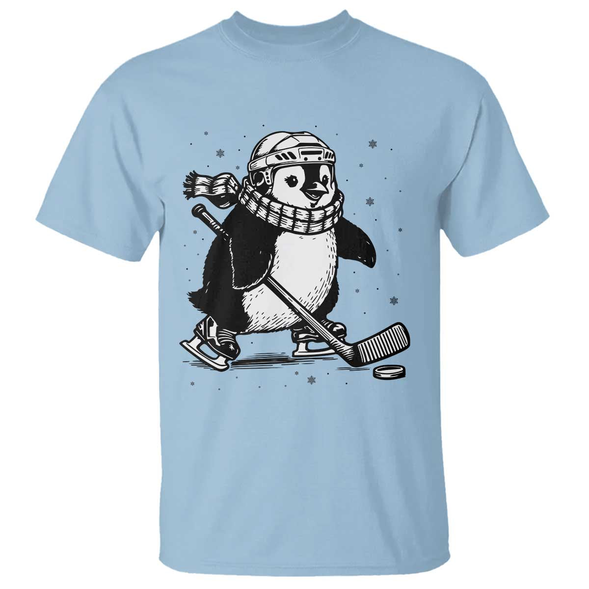 Cute Penguin Playing Ice Hockey T Shirt Funny Sports Lover Gift - Wonder Print Shop