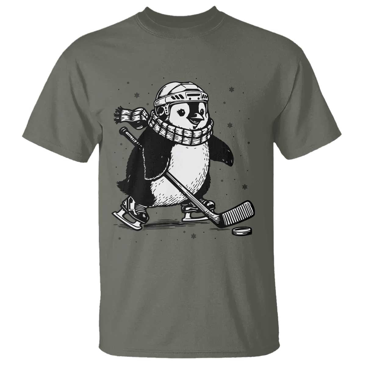 Cute Penguin Playing Ice Hockey T Shirt Funny Sports Lover Gift - Wonder Print Shop