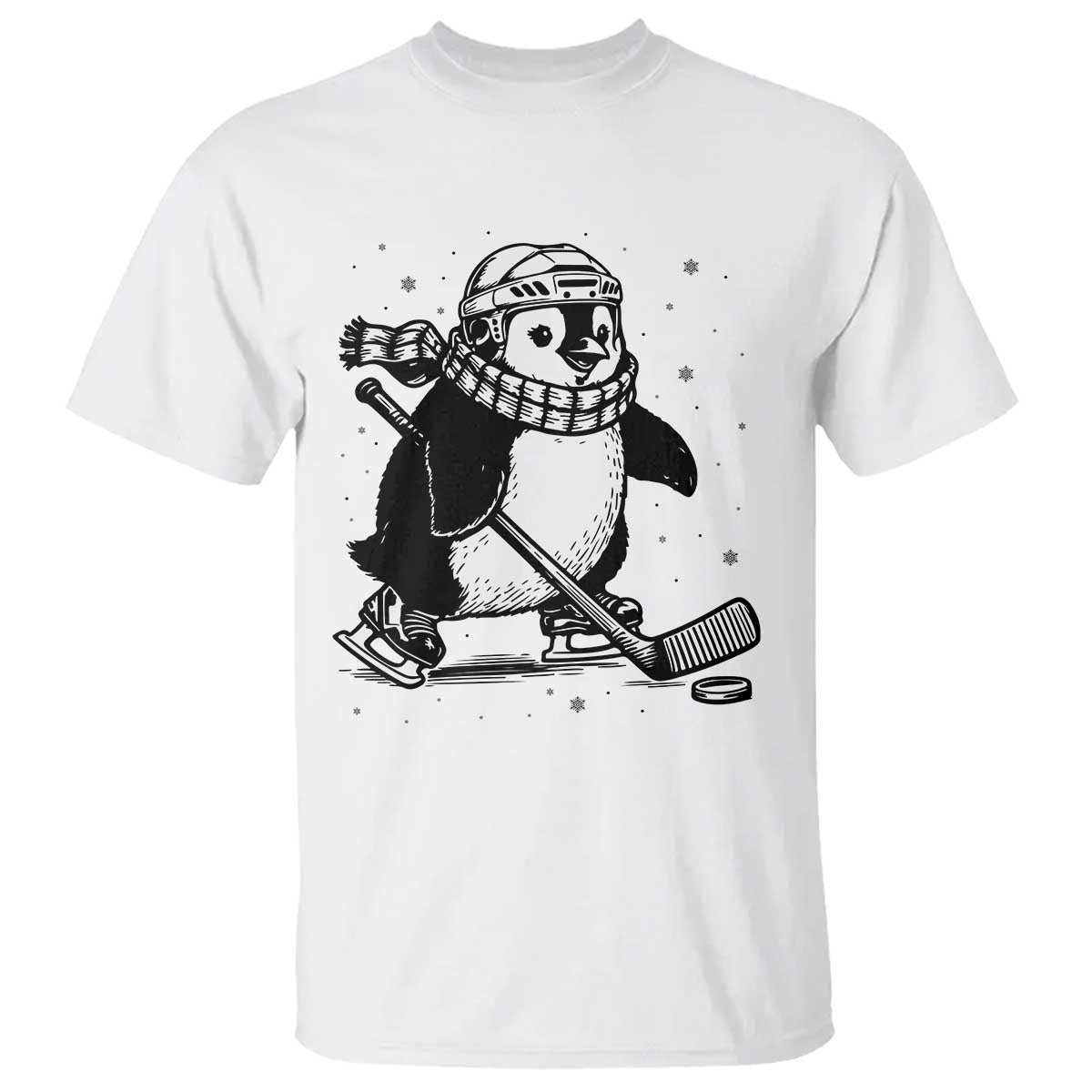 Cute Penguin Playing Ice Hockey T Shirt Funny Sports Lover Gift - Wonder Print Shop