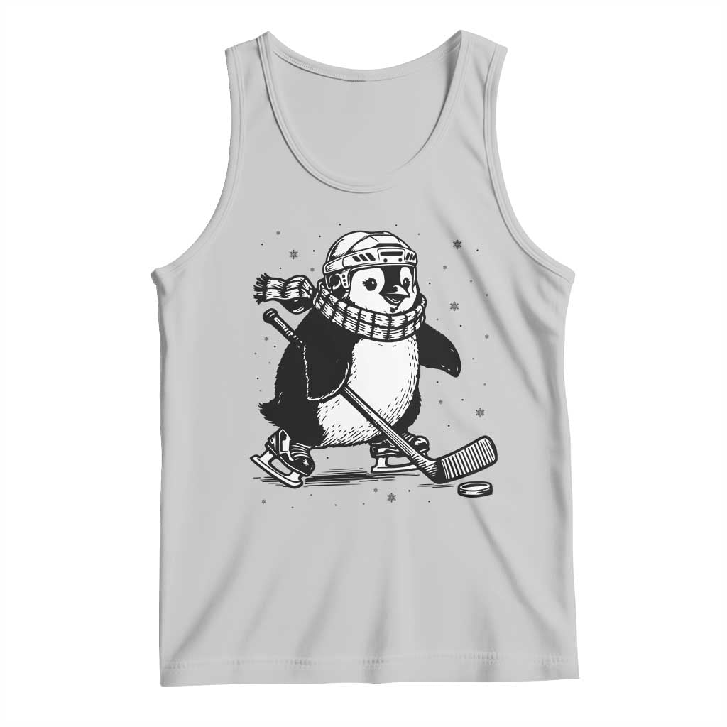 Cute Penguin Playing Ice Hockey Tank Top Funny Sports Lover Gift - Wonder Print Shop