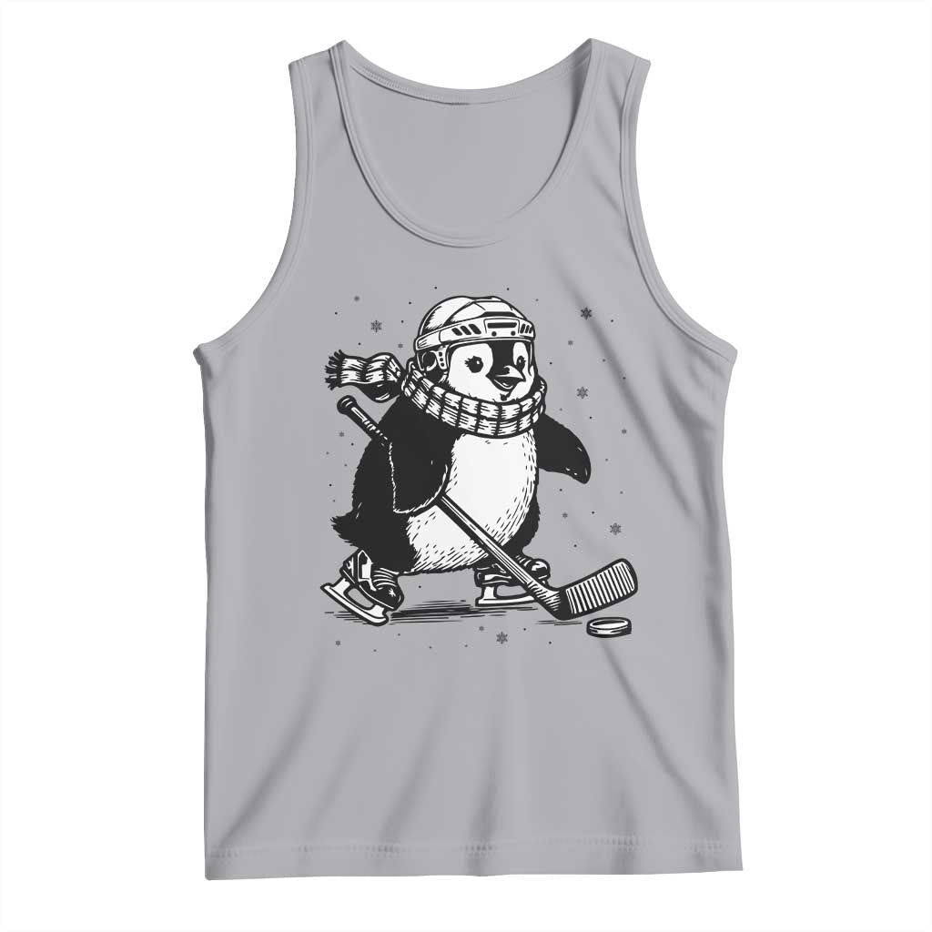 Cute Penguin Playing Ice Hockey Tank Top Funny Sports Lover Gift - Wonder Print Shop