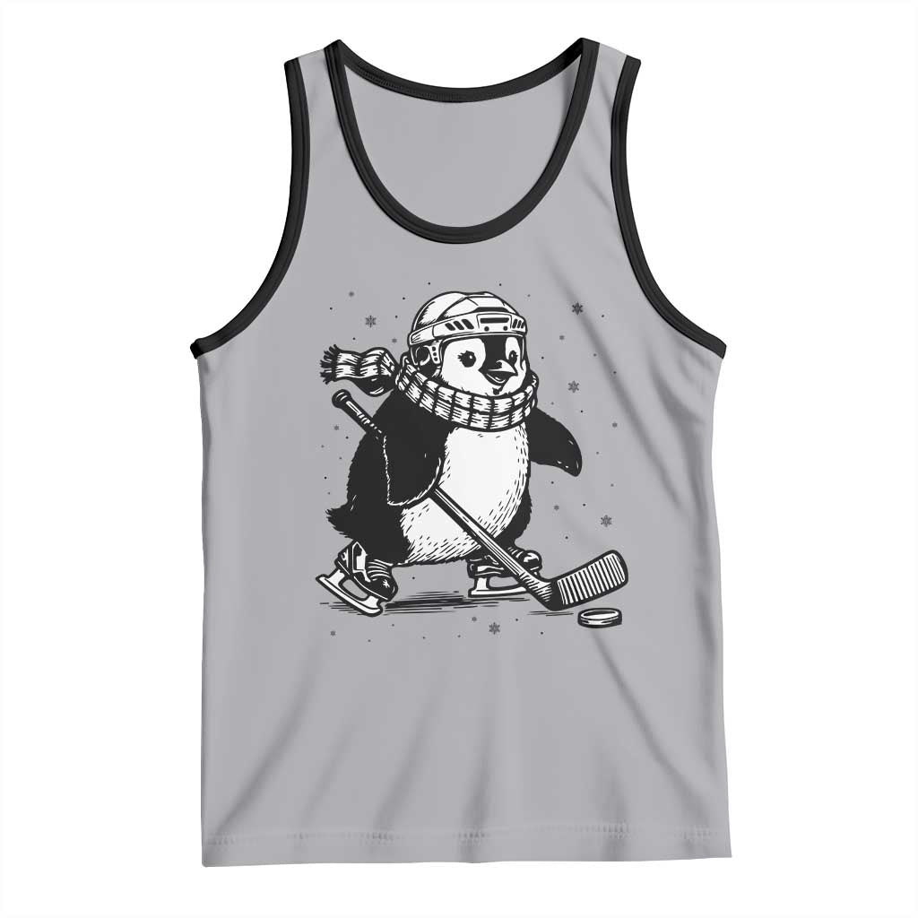Cute Penguin Playing Ice Hockey Tank Top Funny Sports Lover Gift - Wonder Print Shop