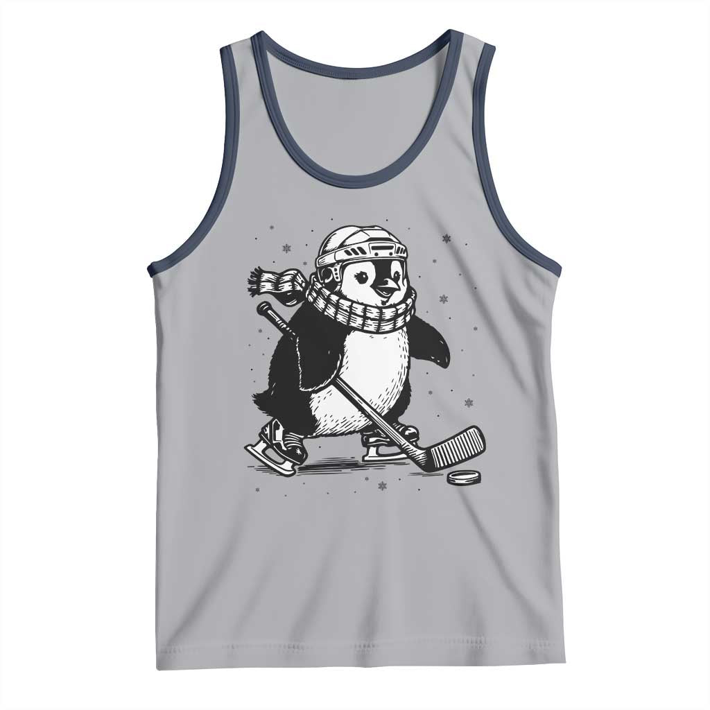 Cute Penguin Playing Ice Hockey Tank Top Funny Sports Lover Gift - Wonder Print Shop