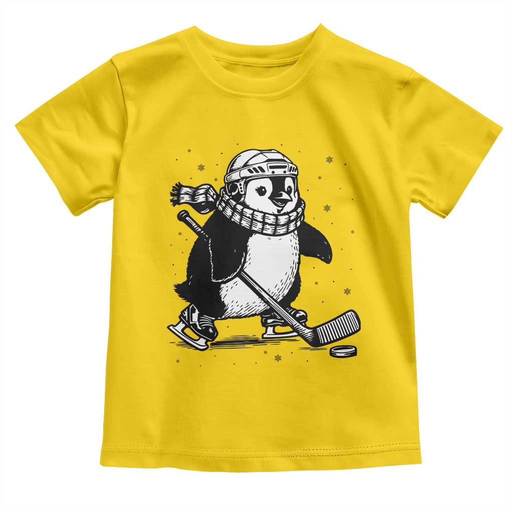 Cute Penguin Playing Ice Hockey Toddler T Shirt Funny Sports Lover Gift - Wonder Print Shop