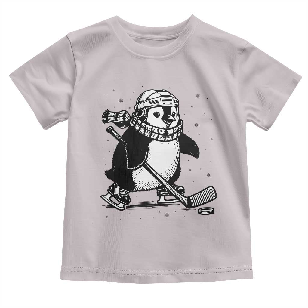 Cute Penguin Playing Ice Hockey Toddler T Shirt Funny Sports Lover Gift - Wonder Print Shop