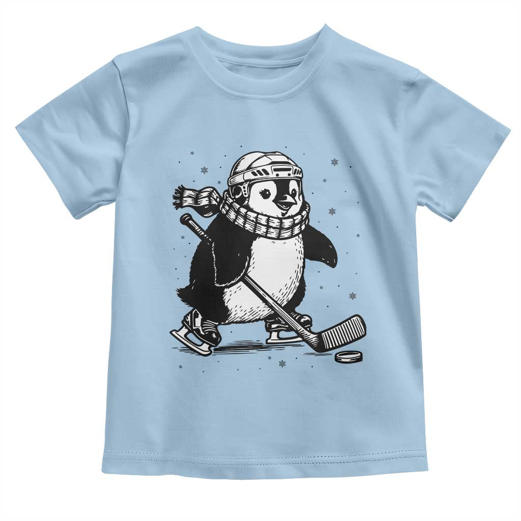 Cute Penguin Playing Ice Hockey Toddler T Shirt Funny Sports Lover Gift - Wonder Print Shop