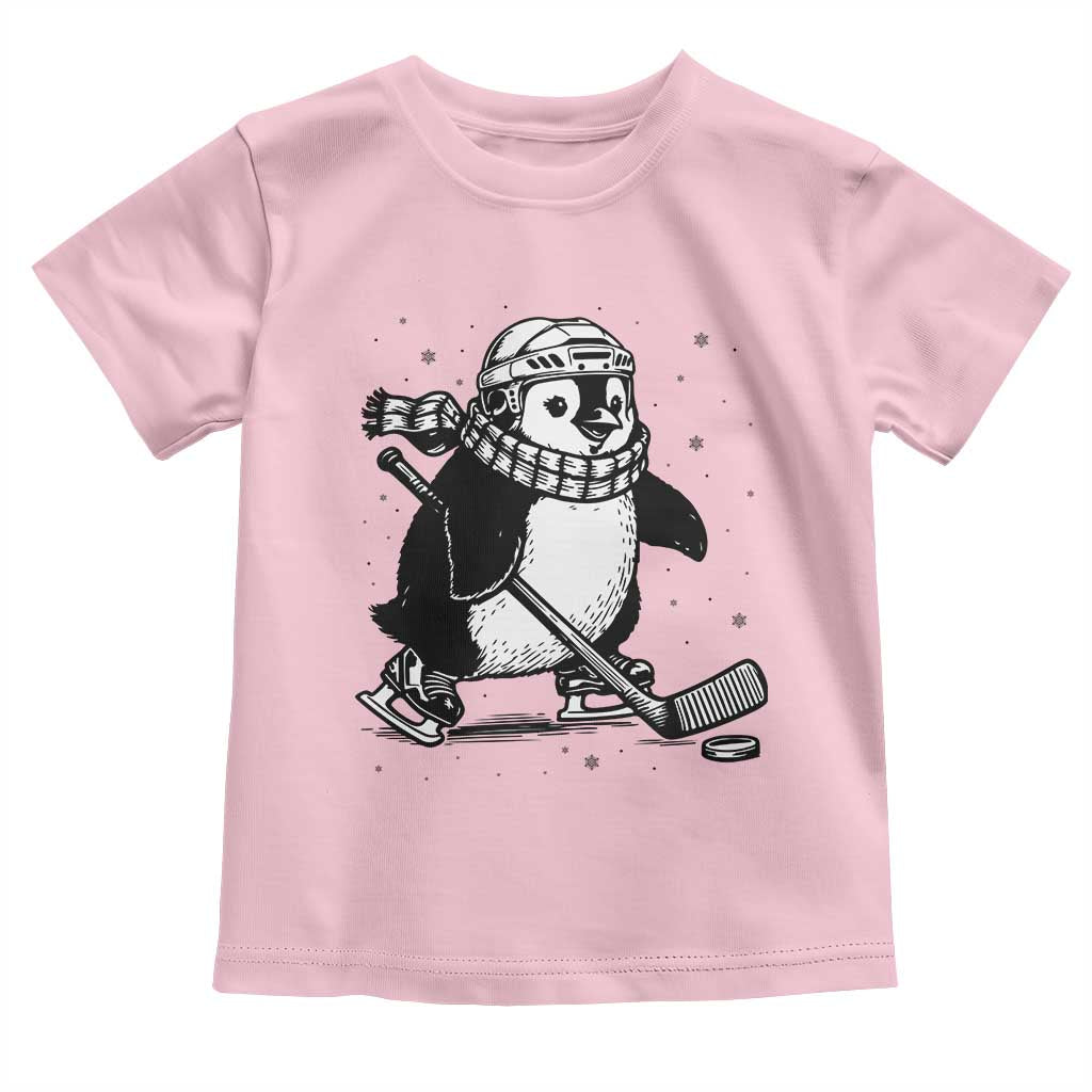 Cute Penguin Playing Ice Hockey Toddler T Shirt Funny Sports Lover Gift - Wonder Print Shop