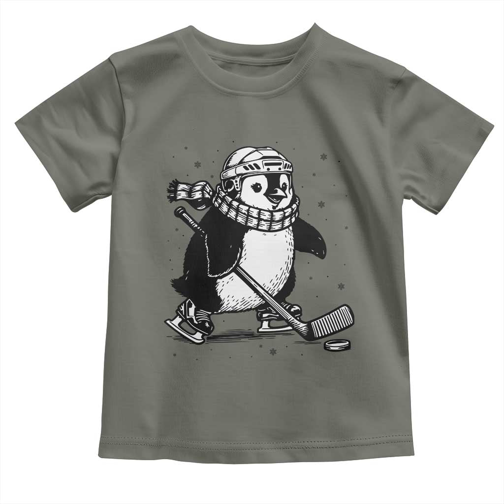 Cute Penguin Playing Ice Hockey Toddler T Shirt Funny Sports Lover Gift - Wonder Print Shop
