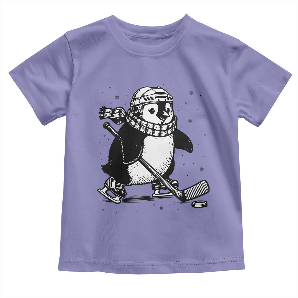 Cute Penguin Playing Ice Hockey Toddler T Shirt Funny Sports Lover Gift - Wonder Print Shop