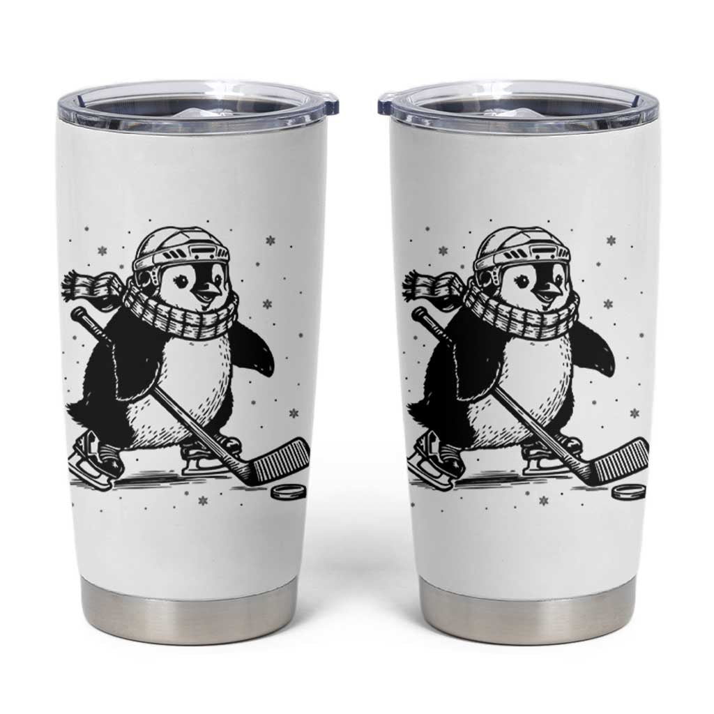Cute Penguin Playing Ice Hockey Tumbler Cup Funny Sports Lover Gift - Wonder Print Shop
