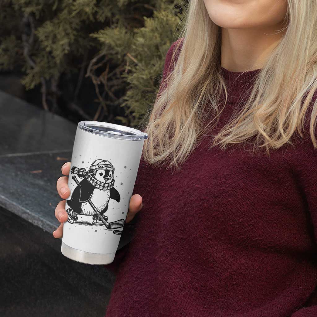 Cute Penguin Playing Ice Hockey Tumbler Cup Funny Sports Lover Gift - Wonder Print Shop