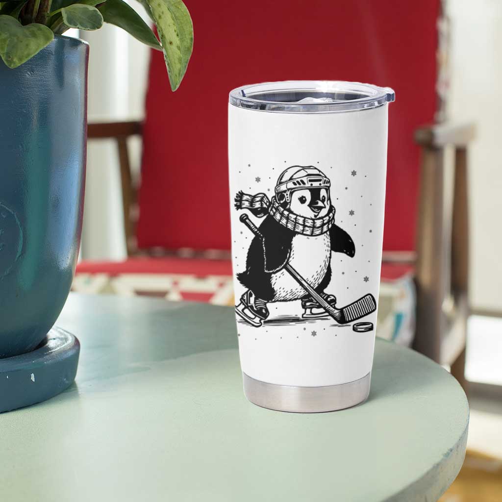 Cute Penguin Playing Ice Hockey Tumbler Cup Funny Sports Lover Gift - Wonder Print Shop