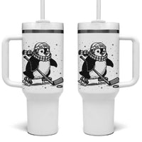 Cute Penguin Playing Ice Hockey Tumbler With Handle Funny Sports Lover Gift - Wonder Print Shop