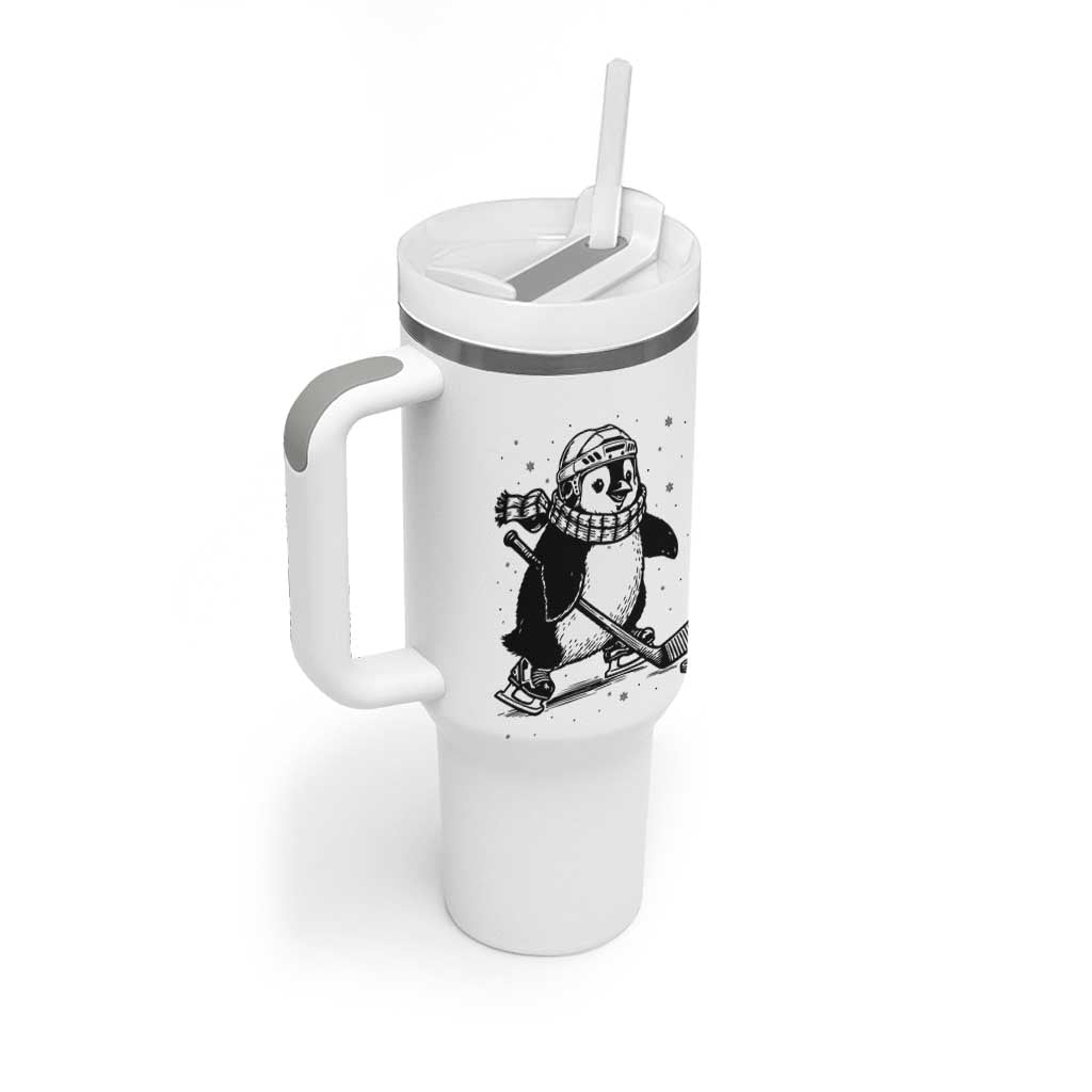 Cute Penguin Playing Ice Hockey Tumbler With Handle Funny Sports Lover Gift - Wonder Print Shop