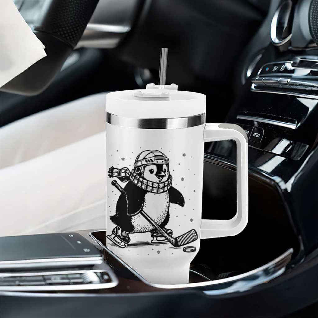 Cute Penguin Playing Ice Hockey Tumbler With Handle Funny Sports Lover Gift - Wonder Print Shop