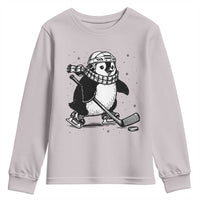 Cute Penguin Playing Ice Hockey Youth Sweatshirt Funny Sports Lover Gift - Wonder Print Shop