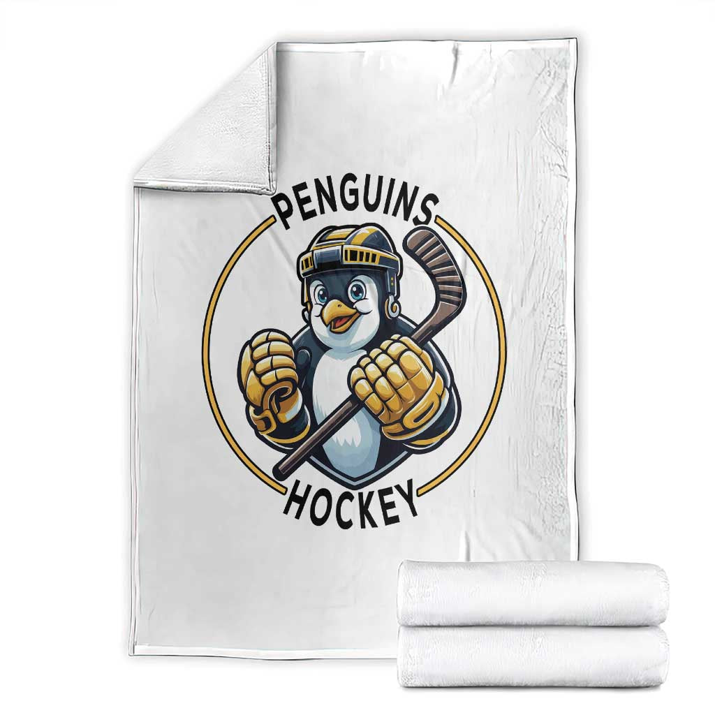 Funny Penguin Hockey Player Throw Blanket Gift For Animal Lovers - Wonder Print Shop