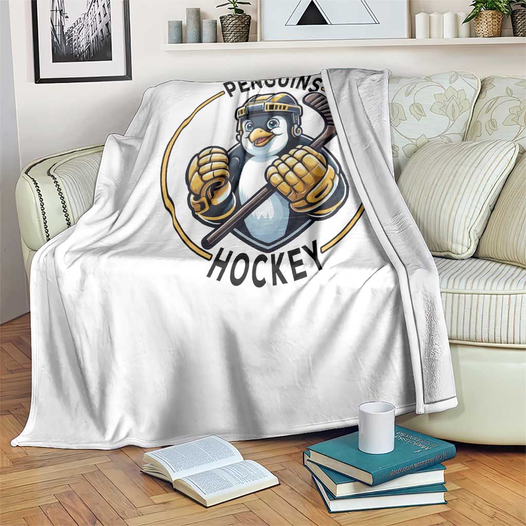 Funny Penguin Hockey Player Throw Blanket Gift For Animal Lovers - Wonder Print Shop