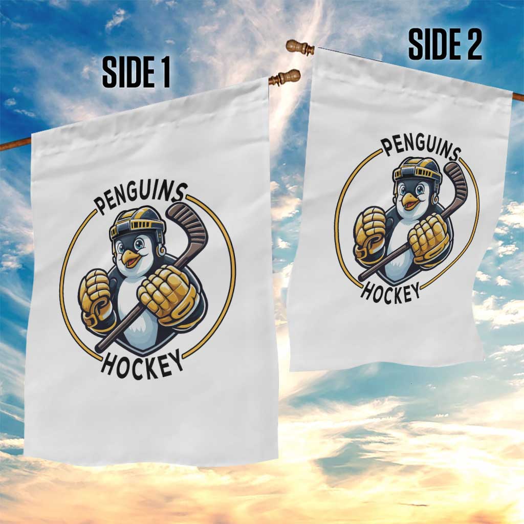 Funny Penguin Hockey Player Garden Flag Gift For Animal Lovers - Wonder Print Shop
