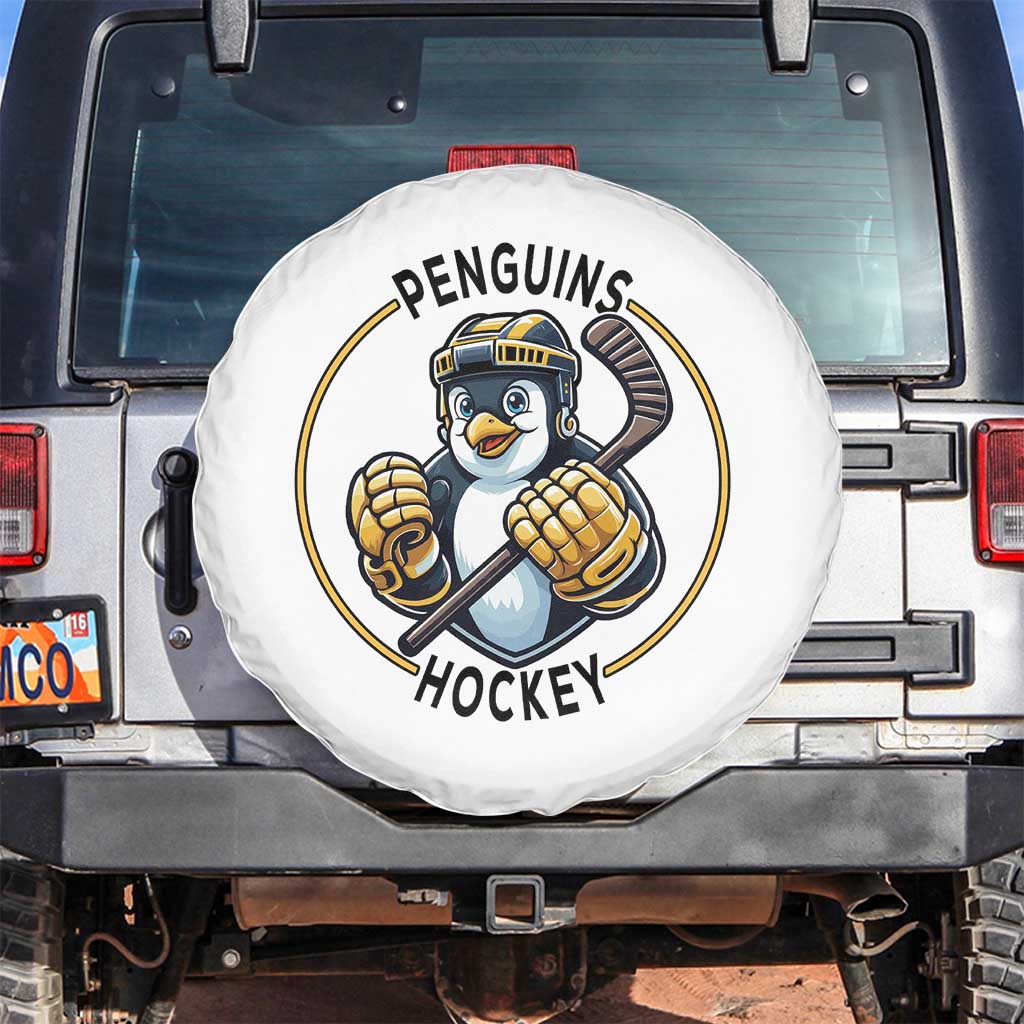 Funny Penguin Hockey Player Spare Tire Cover Gift For Animal Lovers - Wonder Print Shop