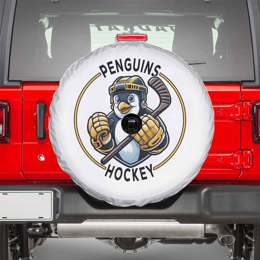 Funny Penguin Hockey Player Spare Tire Cover Gift For Animal Lovers - Wonder Print Shop