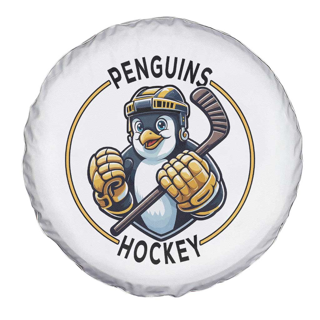 Funny Penguin Hockey Player Spare Tire Cover Gift For Animal Lovers - Wonder Print Shop