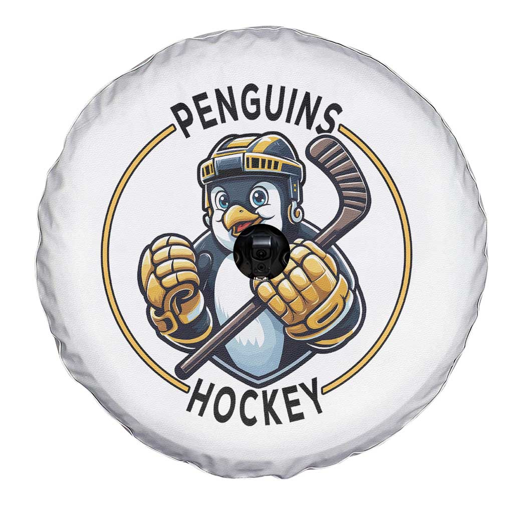 Funny Penguin Hockey Player Spare Tire Cover Gift For Animal Lovers - Wonder Print Shop