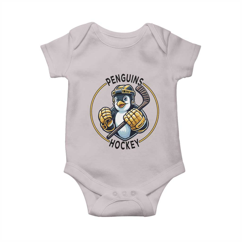 Funny Penguin Hockey Player Baby Onesie Gift For Animal Lovers - Wonder Print Shop
